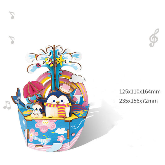 Gift Diy Hand-Assembled Cottage Music Box Ferris Wheel Rotating Music Box Model