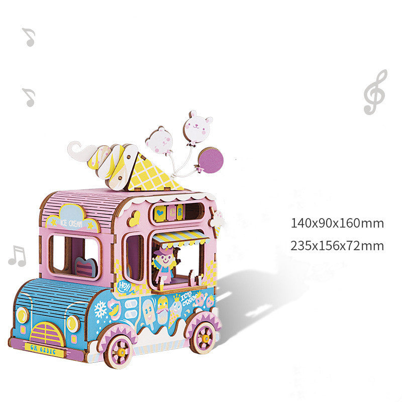 Gift Diy Hand-Assembled Cottage Music Box Ferris Wheel Rotating Music Box Model