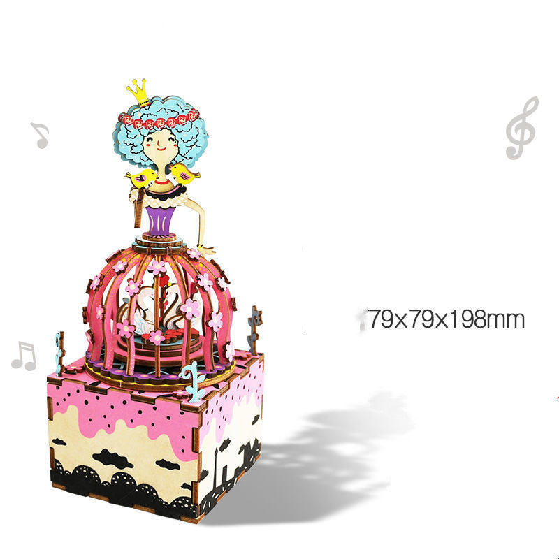Gift Diy Hand-Assembled Cottage Music Box Ferris Wheel Rotating Music Box Model