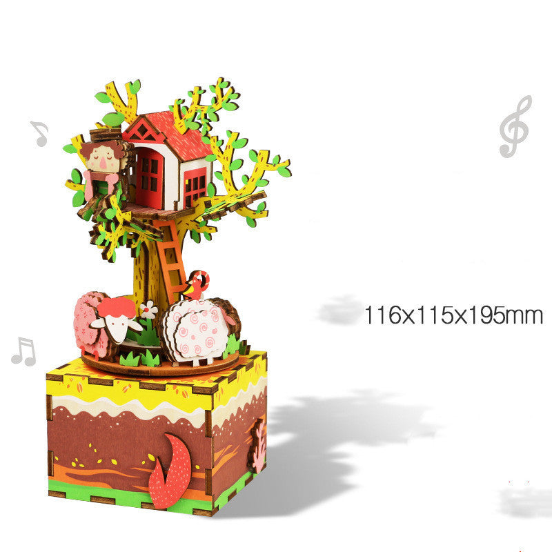 Gift Diy Hand-Assembled Cottage Music Box Ferris Wheel Rotating Music Box Model