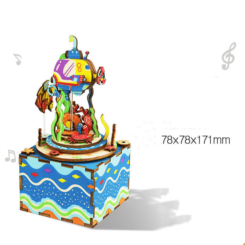 Gift Diy Hand-Assembled Cottage Music Box Ferris Wheel Rotating Music Box Model