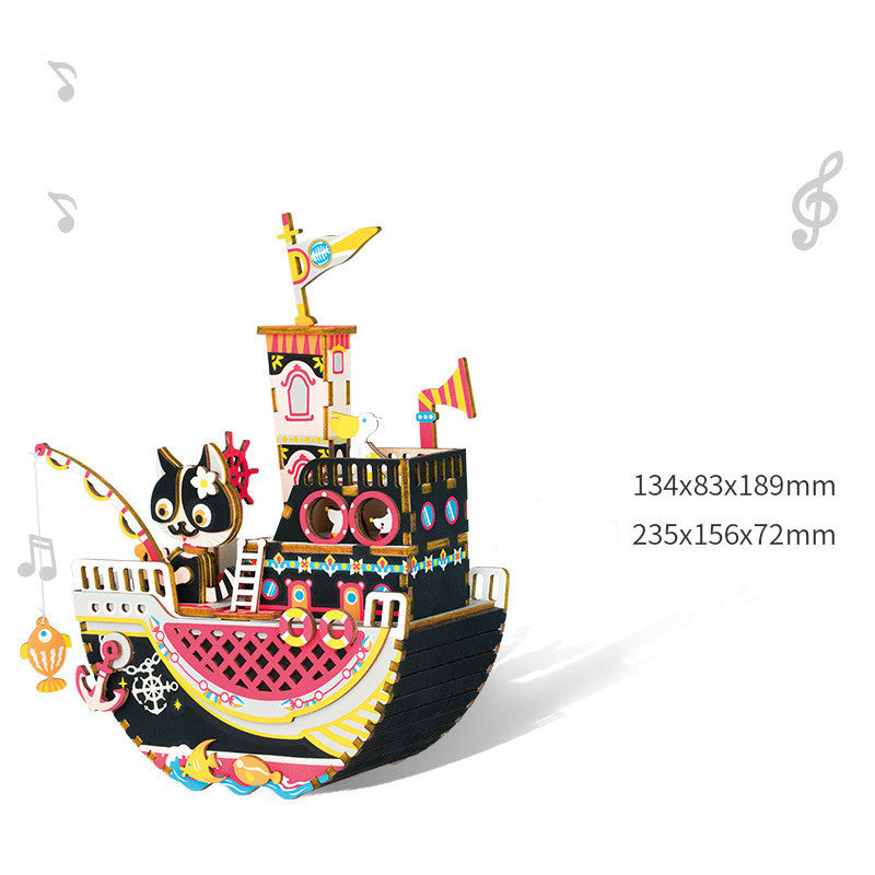 Gift Diy Hand-Assembled Cottage Music Box Ferris Wheel Rotating Music Box Model