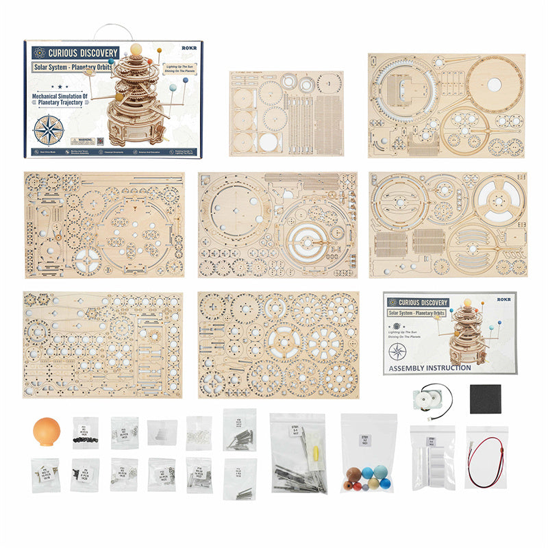 Robotime Rokr 316PCS Rotatable Mechanical Orrery DIY Wooden Model Building Block Kits Assembly Toy Gift For Children ST001