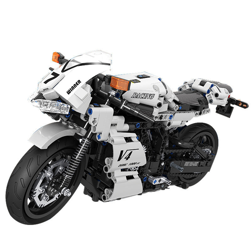 7047 Racing Motorcycle Assembled Building Blocks Boy Model Toy