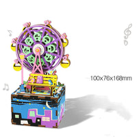 Gift Diy Hand-Assembled Cottage Music Box Ferris Wheel Rotating Music Box Model