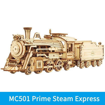 Robotime ROKR Train Model 3D Wooden Puzzle Toy Assembly Locomotive Model Building Kits for Children Kids Birthday Christmas Gift - MC501