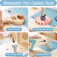 ROBOTIME Workbench Play Set Toddlers Kids Pretend Tool Bench Toy Workshop Toys