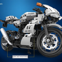 7047 Racing Motorcycle Assembled Building Blocks Boy Model Toy