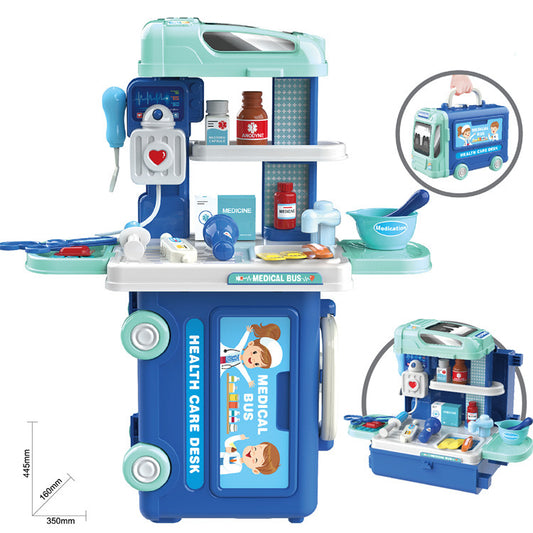 Kids Kitchen Cutlery Set Tools Bus Suitcase Toys 2 - 8074Medical Bus