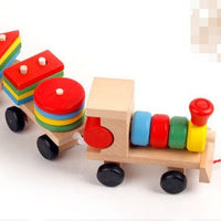 Wooden Train Three-section Tractor Toy Children's Intelligence Puzzle Toys Educational Toys