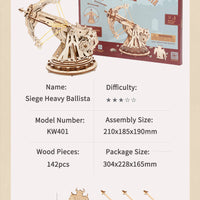 Robotime ROKR Siege Heavy Ballista 3D Wooden Puzzle War Game Assembly Toys Gifts for Children Boys Kids KW401 Dropshipping