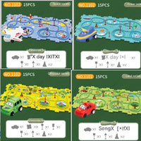 Children Puzzle Electric Railroad Speeder DIY Assembly Electric Car Automatic Rail City Scene Construction Education Toy Gift