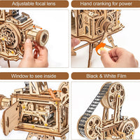 ROKR 3D Wooden Puzzles Vitascope Mechanical Building Kits Movie Projector Toys