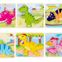 Baby Wooden Cartoon Dinosaur 3D Puzzle Jigsaw for Kids Montessori Early Learning Educational Puzzle Toys